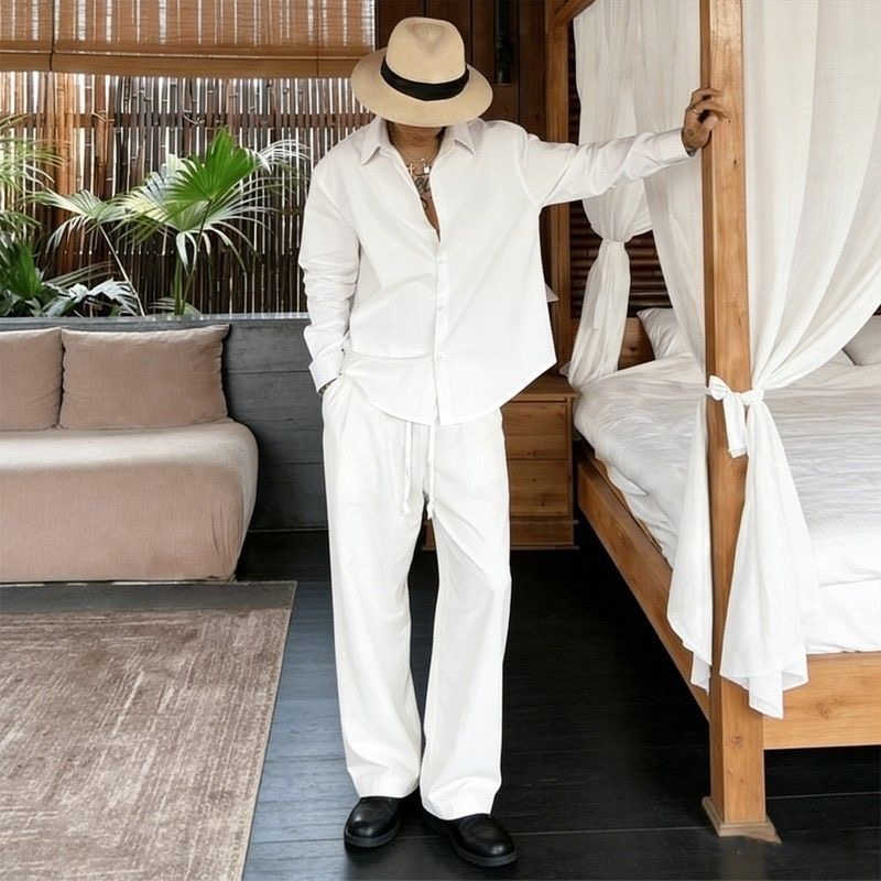 Mens Linen Shirt Long Sleeve - Tagkita tarafından genç erkekler için yazlık