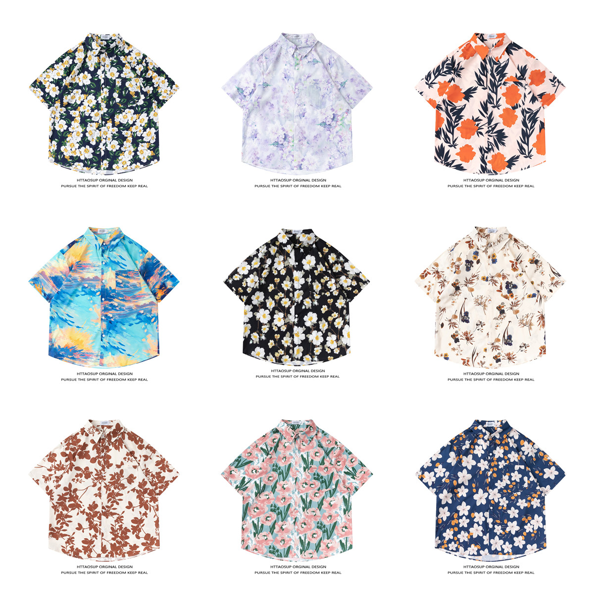 Vintage Hawaiian Floral Shirt - HTTAOSUP Yazlık, Vintage Tarzda Çiçek Desenli,
