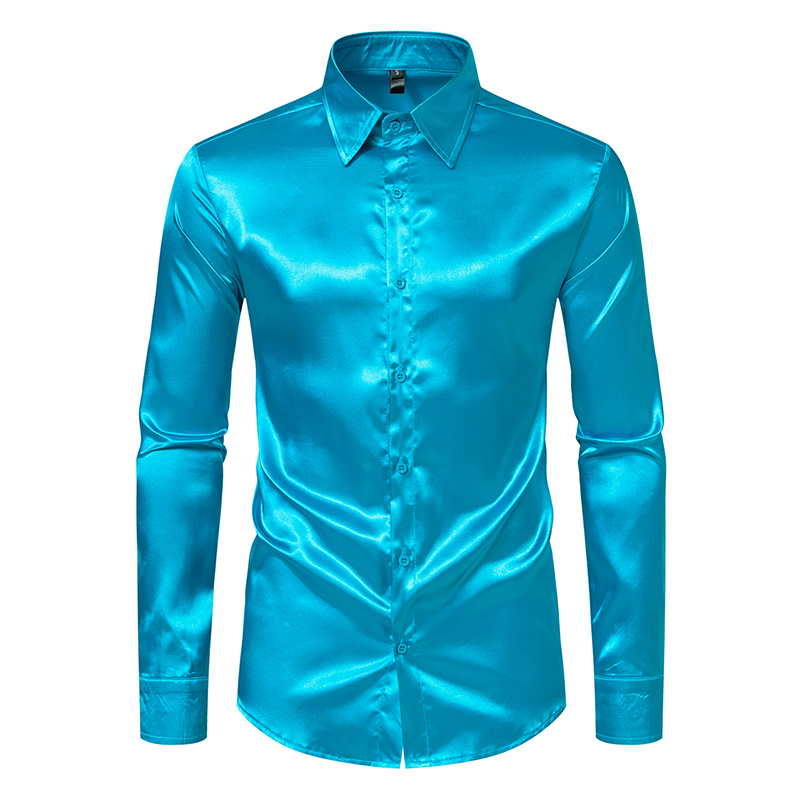 Erkek Siyah Saten Lüks Elbise  - Mens Satin Silk Dress Shirt incelemesi ve fiyatı