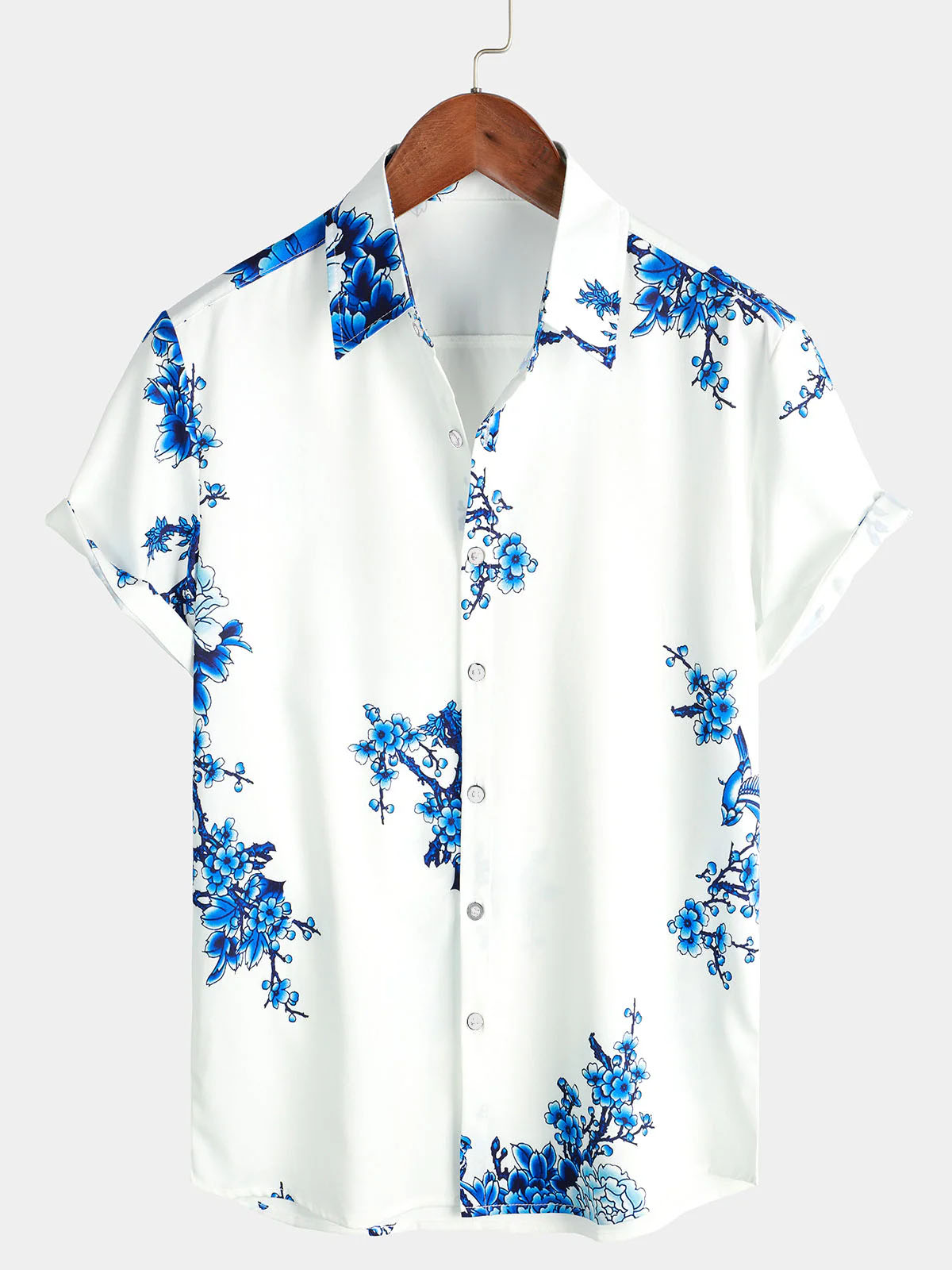 Erkek Vintage Mavi Çiçek Yaz T - Vintage Hawaiian Floral Shirt incelemesi ve fiyatı