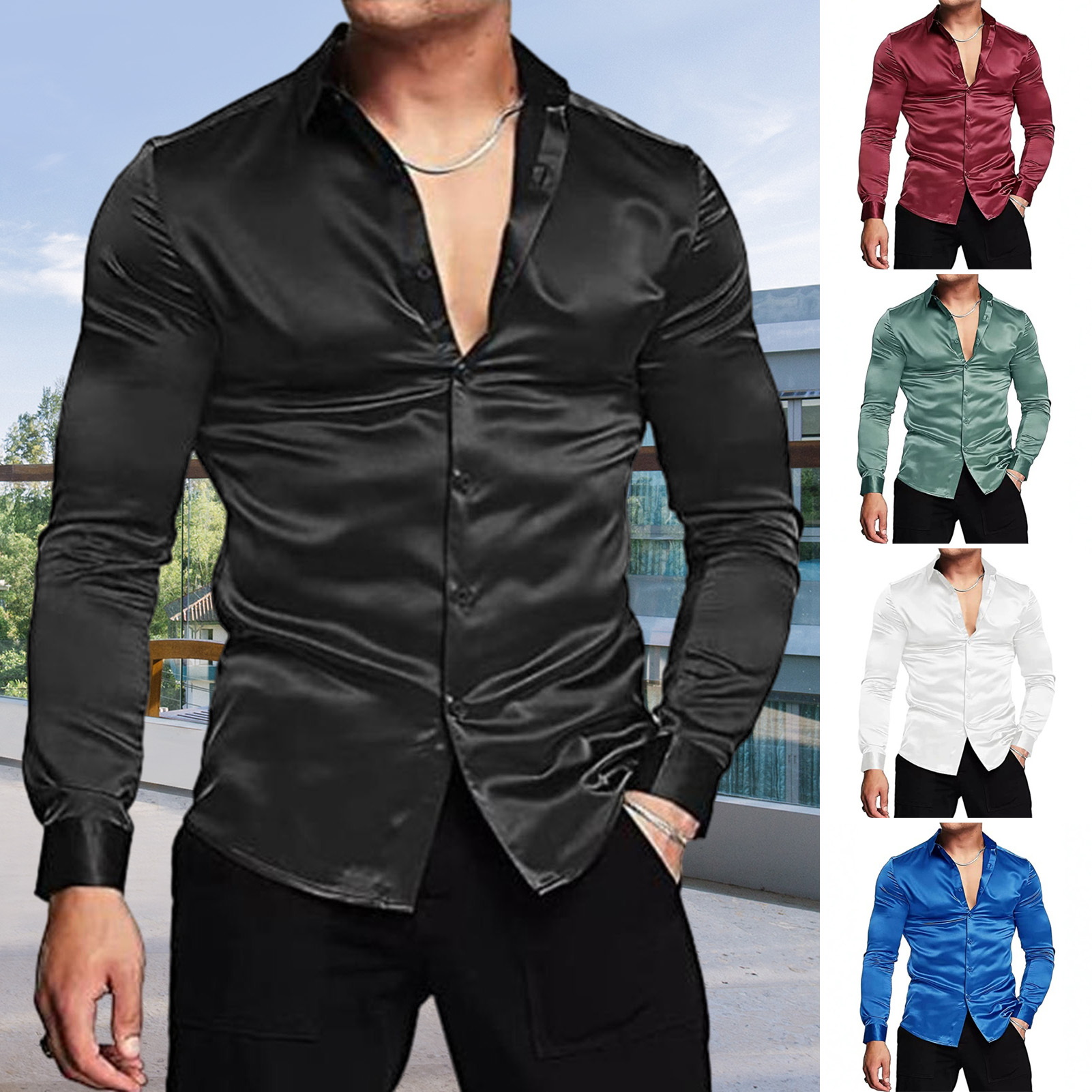 Pembe Ipek Saten Lüks Elbise G - Mens Satin Silk Dress Shirt incelemesi ve fiyatı