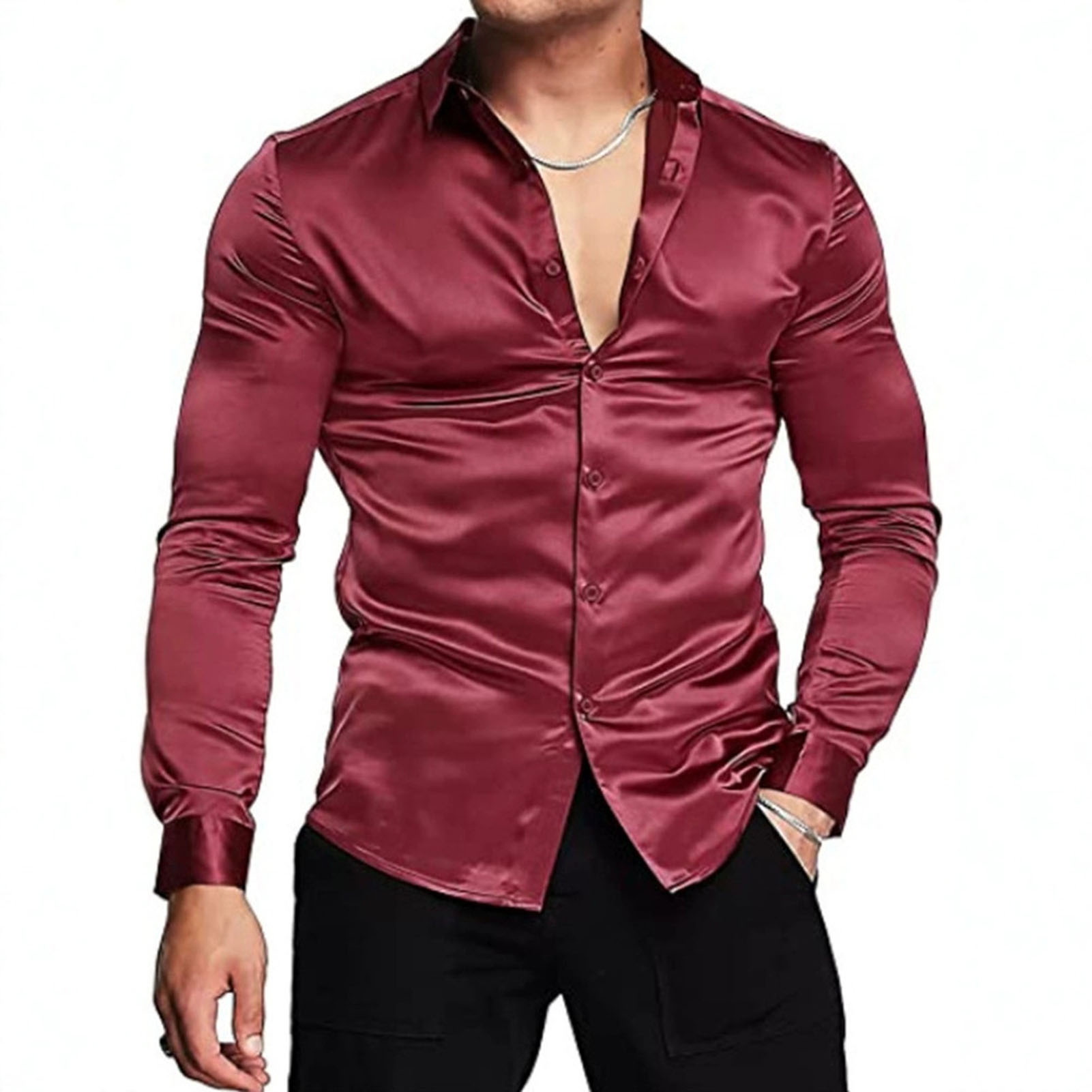Pembe Ipek Saten Lüks Elbise G - Mens Satin Silk Dress Shirt incelemesi ve fiyatı