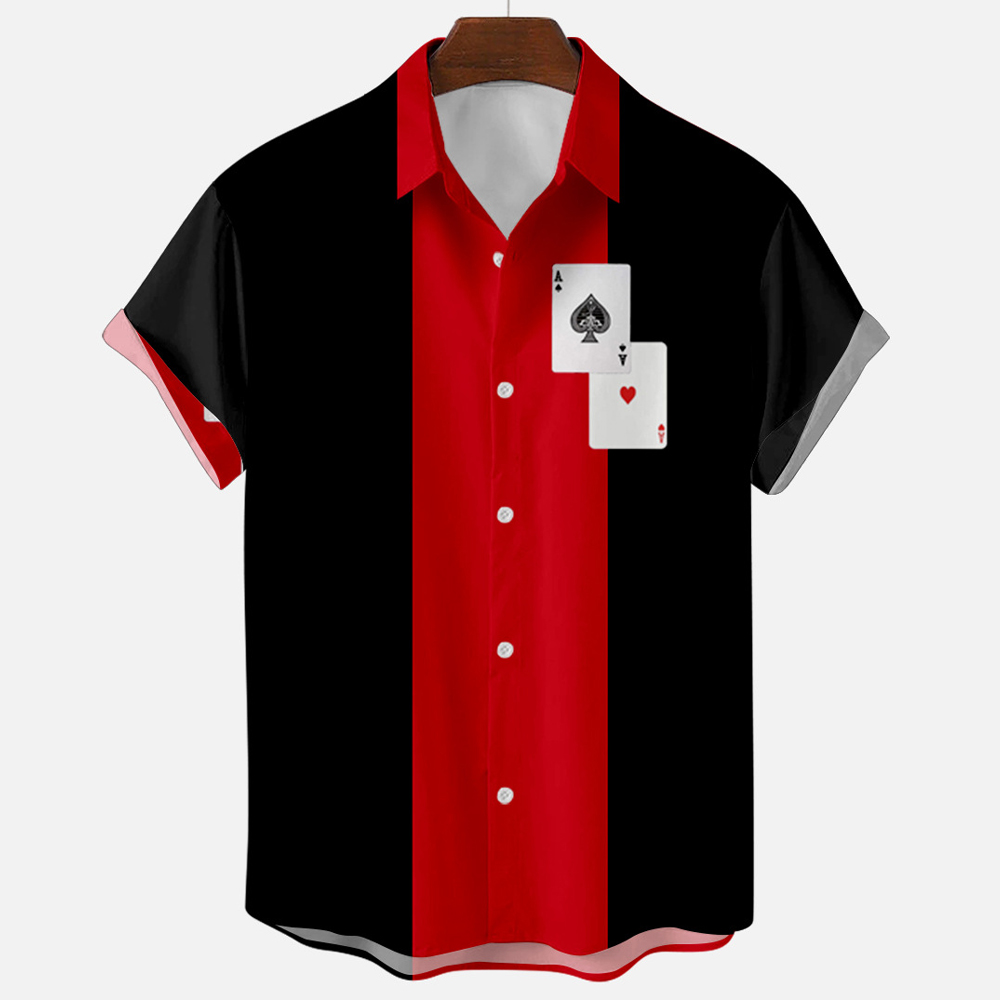 Erkekler için Vintage Retro Çi - Short Sleeve Bowling Shirt Retro incelemesi ve fiyatı