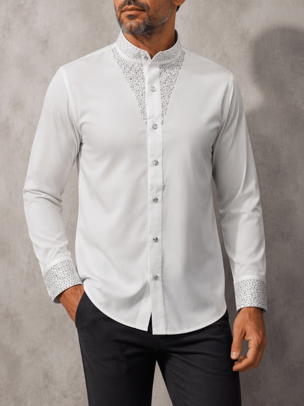 Erkek Günlük İş Bluzu Moda Lük - Mandarin Collar Formal Shirt Slim Fit incelemesi ve fiyatı