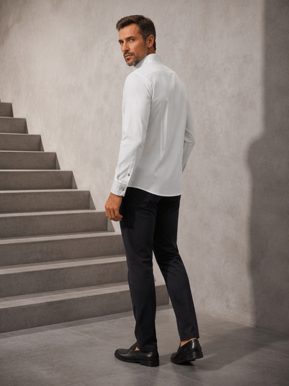 Erkek Günlük İş Bluzu Moda Lük - Mandarin Collar Formal Shirt Slim Fit incelemesi ve fiyatı