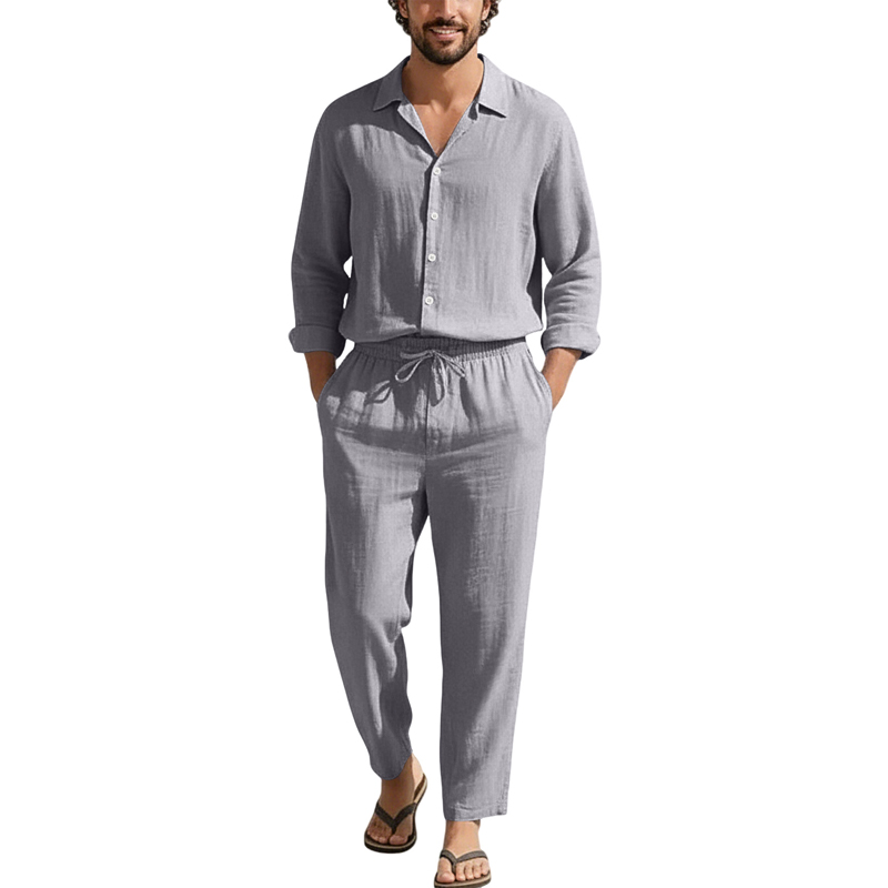 İlkbahar Yaz Keten Günlük Setl - Mens Linen Shirt Long Sleeve incelemesi ve fiyatı